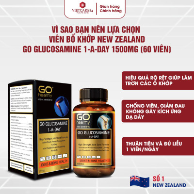 Bộ Sản Phẩm Bổ Tim, Bổ Xương Khớp New Zealand: 2 Hộp Bổ Tim Nutri Co Q10 160g Hawthorn -30 Viên; Go Glucosamine 1-A-Day 1500mg - 60 Viên