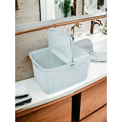 GIỎ LÀN QUAI XÁCH CÓ NẮP HOA MỘC TẤM ĐỰNG ĐỒ CHO MẸ VÀ BÉ ĐI SINH ĐA NĂNG - GIỎ LÀN KIỂU DÁNG MÀU SẮC PHONG CÁCH HÀN QUỐC