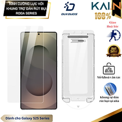 Miếng Dán Cường Lực Trong Suốt Khung Tự Dán Dux Ducis cho Samsung Galaxy S25 Ultra/ S25 Edge, Roga Series Không Viền Đen_ Hàng Chính Hãng