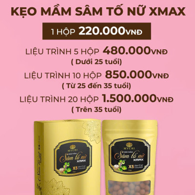 (tặng ủ môi đa năng) 5h kẹo mầm sâm tố nữ xmax Mychi