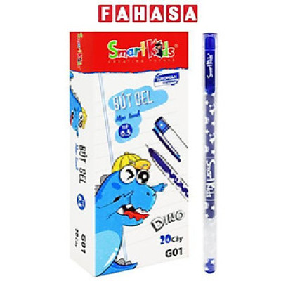 Hộp 20 Bút Gel Dino 0.5 mm - Smart Kids G01 - Mực Xanh