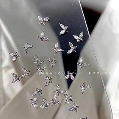 Set 20 Charm Bướm Mini Đính Đá Siêu Sáng Trang Trí Móng, Charm Bướm Kim Loại Size Nhỏ Làm Nail Sang Trọng Nữ Women