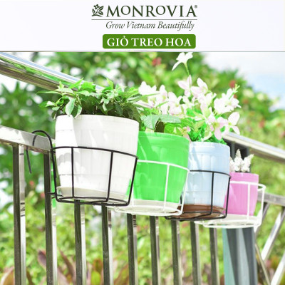 Combo 3 Giỏ treo chậu hoa ban công MONROVIA, giỏ sắt treo chậu hoa ban công, chậu treo ban công, kệ treo ban công, móc treo, khung thép, sơn tĩnh điện chính hãng thương hiệu MONROVIA 