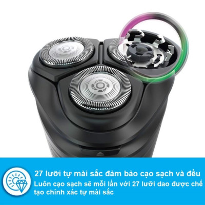 Máy cạo râu khô và ướt cao cấp, thương hiệu Hà Lan Philips S3206/09 Series 3000 - Chức năng: Cạo râu, tỉa tóc mai, ria mép - HÀNG NHẬP KHẨU