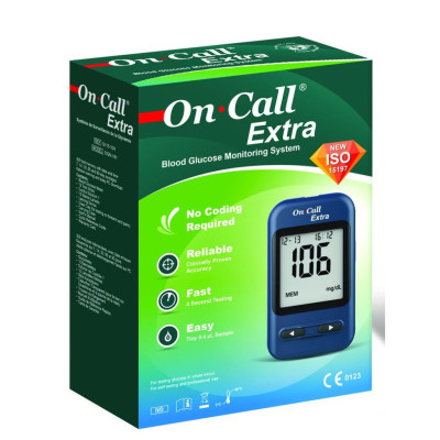 Máy Đo Đường Huyết On Call Extra Có Nhắc Nhở Đo, Đánh Dấu Trước & Sau Bữa Ăn - Chưa Có Que Thử