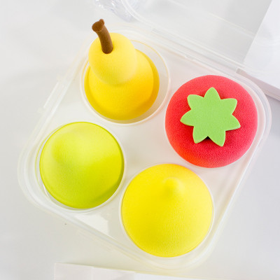 Hộp bông tán phấn trang điểm 4 món hình trái cây  xinh xắn nhiều màu , có hộp đựng siêu đáng yêu cute