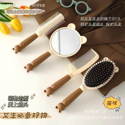 Set lược gương 4 món cực xinh lược gỡ rối chải tóc uốn tạo kiểu Linh chi bedding
