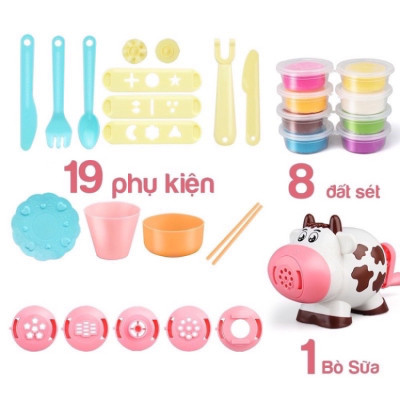 Đồ Chơi Đất Nặn Bò Sữa Ngộ Nghĩnh 8 Hộp Màu Độc Đáo An Toàn Giúp Bé Phát Triển Sự Sáng Tạo