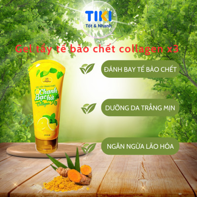 Kỳ Tế Bào Chết Collagen X3 Tẩy Tế Bào Chết Chanh Bạc Hà Làm Sạch An Toàn The Mát Dịu Nhẹ Đông Anh Chính Hãng 200ml
