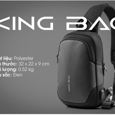 Túi Đeo Chéo 11 Inch có cổng sạc USB, vải trượt nước, nhiều ngăn phụ tiện ích KINGBAG JULIUS I - Hàng Chính Hãng