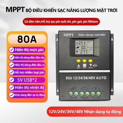 Bộ Sạc MPPT 80A 12V-48V – Bộ Điều Khiển Năng Lượng Mặt Trời Thông Minh, Dành Cho Hệ Solar Gia Đình, đèn trang trí