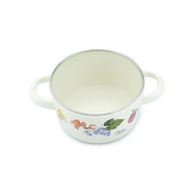 Nồi tráng men hoa văn trái cây 1.6 lít Fujihoro FRV-16W (16cm) - Phân phối bởi ABMA VN Showroom 77 Đoàn Như Hài, P13, Q4, TPHCM