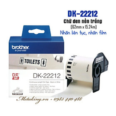 Giấy In Nhãn Liên Tục Brother DK-22212 (62mm X 15.24m) Nhãn Film Chống Nước - Hàng Chính Hãng