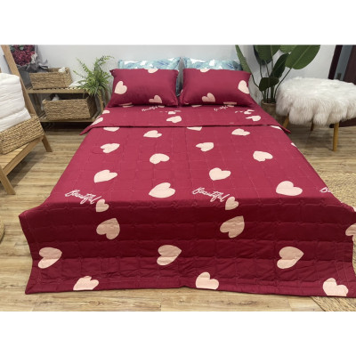 Bộ Chăn Ga Gối Trái Tim Đỏ (có đủ set chăn phao và vỏ chăn)