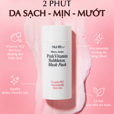 Mặt nạ sủi bọt hồng su:m37 Micro Active Pink Vitamin Bubbletox Mask Pack