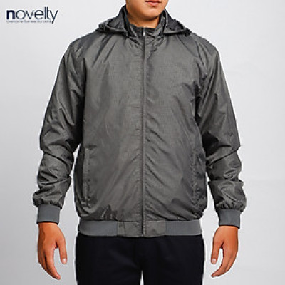 Áo jacket nam in chìm nón rời Novelty xám đậm 2203182