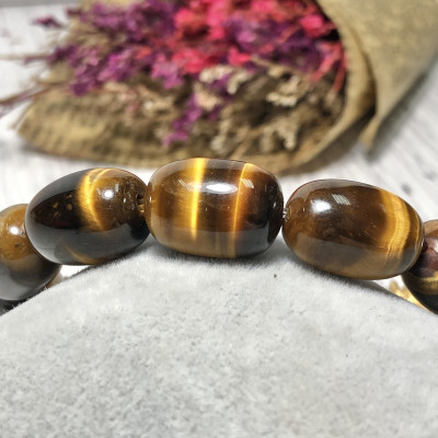 Vòng Thạch Anh Mắt Hổ hạt trụ mix tỳ hưu