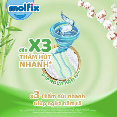 Combo 2 gói Tã bỉm QUẦN Molfix thiên nhiên Jumbo size XXL28+6 miếng