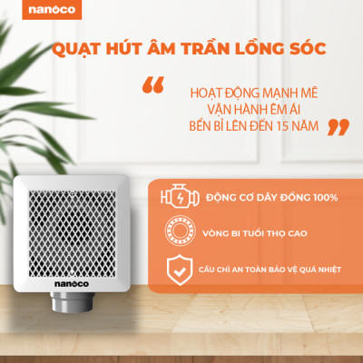 QUẠT THÔNG GIÓ ÂM TRẦN LỒNG SÓC NFV2021 NANOCO - HÀNG CHÍNH HÃNG