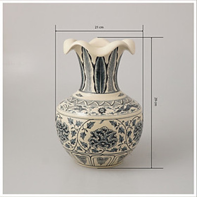 Bình phú an gốm Chu Đậu (S5) - Kích thước F20 x H28 cm