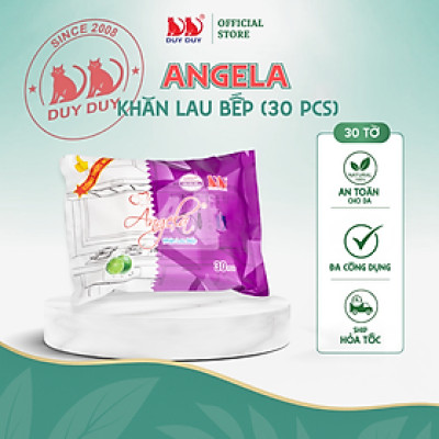 Combo 10 gói  Khăn lau bếp Angela vải bi 30 tờ (24x31cm) hương chanh diệt khuẩn và khử mùi tối đa