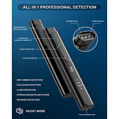  ROGTZ - Máy Dò Camera, Ghi Âm WT16 Dải tần quét rộng 50MHz - 6GHz Dò tín hiệu Wifi RF Radio GPS Sóng điện thoại Nhỏ gọn Tiện lợi Dễ sử dụng Riêng Tư Văn phòng Nhà ở Khách sạn Phòng Thay đồ An toàn - Hàng Chính Hãng