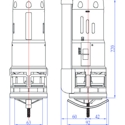 Bộ xả thùng nước dùng cho bồn cầu 1 khối (liền khối) VS2208-Smart round 3 win 2 nút nhấn (được lựa chọn 1 trong 07 nút nhấn) cột xả cao cố định 150mm