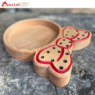 Khay gỗ hình chiếc nơ Anzzar-02 – Gỗ Tần Bì, Óc Chó nguyên khối, khay đựng bánh kẹo, mứt Tết, decor sang trọng