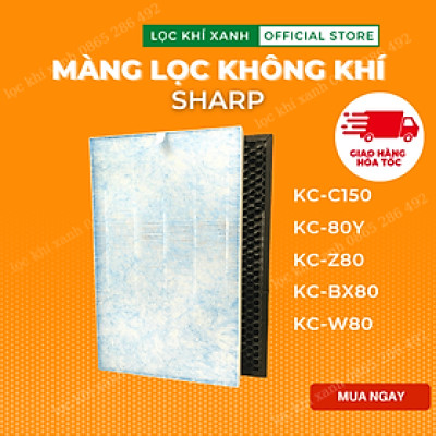 Màng lọc hepa  Sharp KC-150, KC-80Y, KC-Z80, KC-BX80, KC-W80. Màng lọc thay thế mới 100%, lọc bụi mịn, màng khử mùi. Hàng nhập khẩu