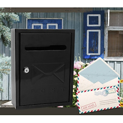 Hộp thư kim loại Treny cao cấp – hộp đựng thư hàng ngày – hộp thư trang trí trước nhà – màu đen - có chìa khóa - chính hãng