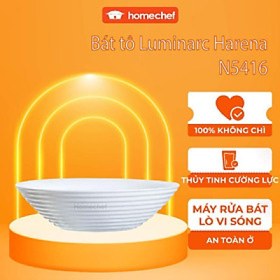 Set 3 bát tô canh/ăn bún phở Luminarc Harena N5416 20cm, chất liệu thủy tinh, dùng lò vi sóng
