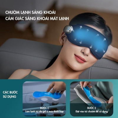 Máy massage mắt nóng và lạnh công nghệ 3Dsuit và VibWave Philips PPM3101E - Hàng Nhập Khẩu