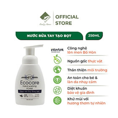 Nước rửa tay hữu cơ diệt khuẩn dạng bọt tinh dầu Quế 250ml thương hiệu Ecocare