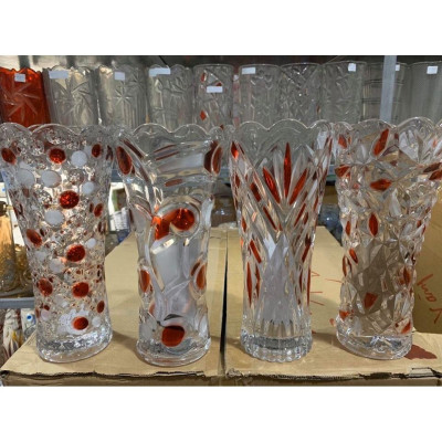 Lọ hoa Thủy tinh hoa văn Vàng, Màu cao 30 Cm (giao màu ngẫu nhiên)