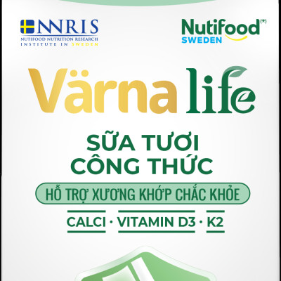 Thùng Thực phẩm bổ sung Värna Life sữa tươi công thức (Xanh) (12 Hộp x 200ml)