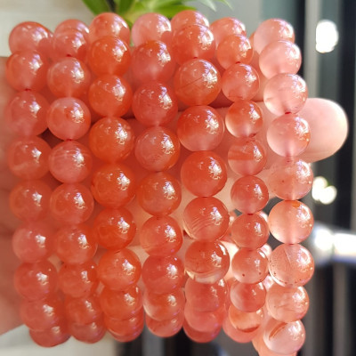 Vòng đeo tay nữ chuỗi mới đá mã não hồng cam bóng mượt đẹp size vòng hạt 10mm nam nữ mệnh hỏa mệnh thổ đeo ạ