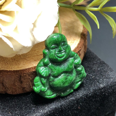 Mặt Phật Di Lặc Cẩm Thạch xanh lí cao cấp