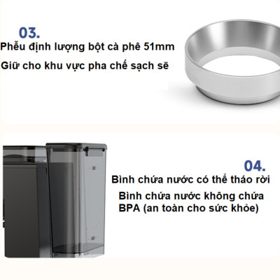 Máy pha và xay cà phê bán tự động 3 trong 1 Espresso, Cappuccino, Latte thương hiệu Mỹ cao cấp HiBREW H20 - Công suất 1500W 20bar - Hàng chính hãng