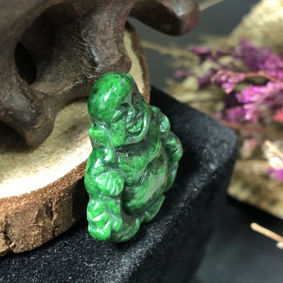 Mặt Phật Di Lặc Cẩm Thạch xanh lí cao cấp