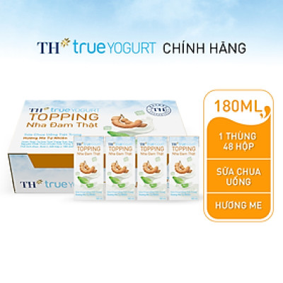 Thùng 48 hộp Sữa chua uống tiệt trùng Hương Me Tự Nhiên TH true YOGURT TOPPING 180 ml x 48