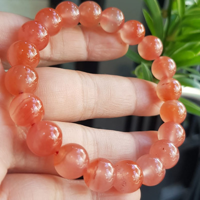 Vòng đeo tay nữ chuỗi mới đá mã não hồng cam bóng mượt đẹp size vòng hạt 10mm nam nữ mệnh hỏa mệnh thổ đeo ạ