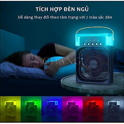 Quạt hơi nước mini, phun sương tạo ẩm 5 đầu làm mát để bàn (Tặng kèm món quà tri ân) - Hàng chính hãng