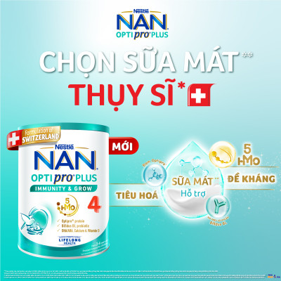 Sữa bột NAN OPTIPRO PLUS 4 Nestle Bé 2 - 6 tuổi 1500g/lon Giúp tiêu hóa tốt