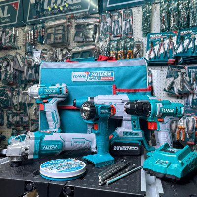 BỘ COMBO 5 MÁY DÙNG PIN 20V NGÀNH XÂY DỰNG (2 pin 4.0Ah +sạc) TOTAL TCKLI2018 - HÀNG CHÍNH HÃNG
