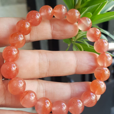 Vòng đeo tay nữ chuỗi mới đá mã não hồng cam bóng mượt đẹp size vòng hạt 10mm nam nữ mệnh hỏa mệnh thổ đeo ạ