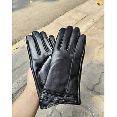 Găng tay nữ da cừu lót lông giữ ấm BHY8618 Bao tay nữ mùa dông. Cản gió, chống nước