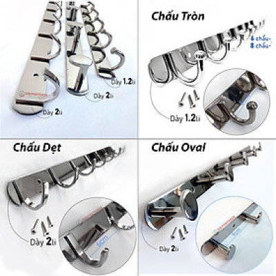 Móc Treo Quần Áo Inox SUS304 Nhiều Mẫu - Nhiều độ dài 6 đến 8 chấu