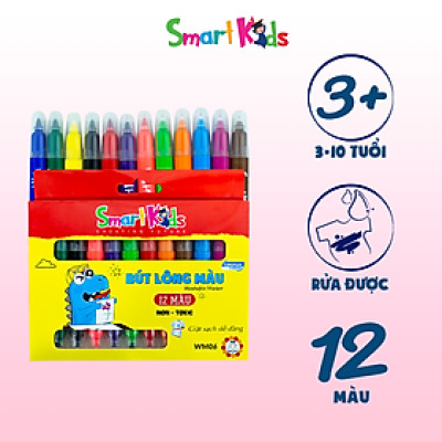BÚT LÔNG MÀU 2 ĐẦU RỬA ĐƯỢC - SMART KIDS WM06 (12 màu/hộp)