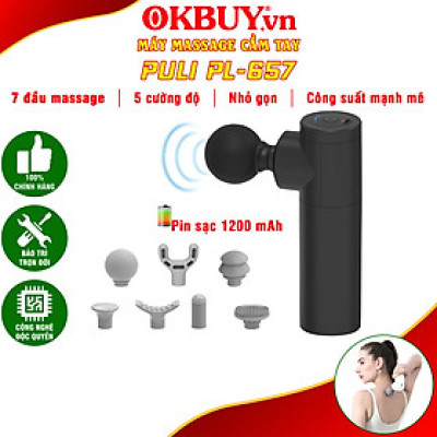 Súng massage cầm tay mini 7 đầu Puli PL-657, thiết kế mới cán tay cầm dài