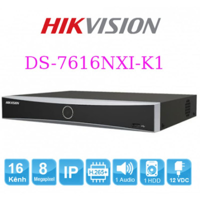 Đầu ghi camera IP 16 kênh HIKVISION DS-7616NXI-K1 Ultra HD 4K 12MP AI nhận diện khuôn mặt - Hàng chính hãng